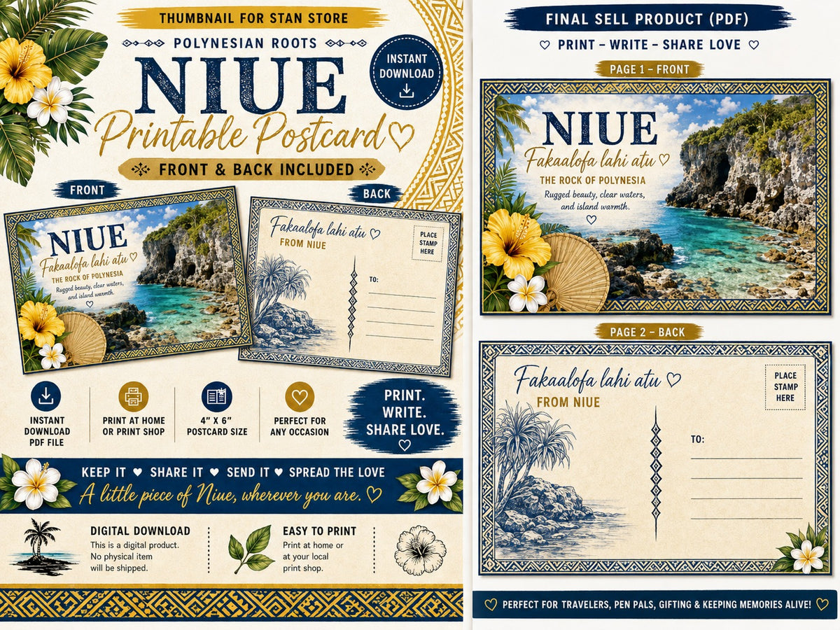 Niue Printable Postcard | Polynesian Island Digital Download