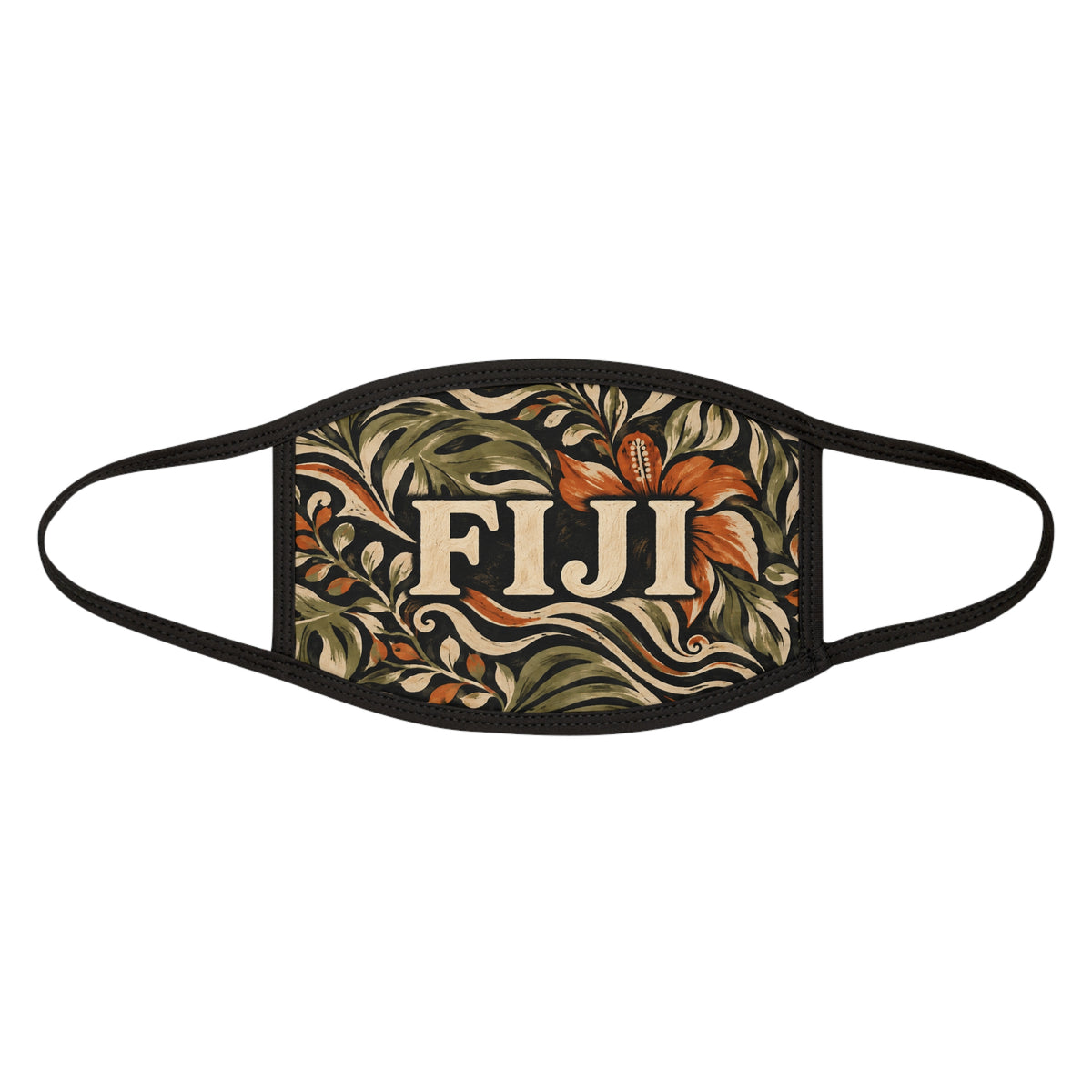 Fiji Floral Face Mask — Tropical Leaf & Hibiscus Design