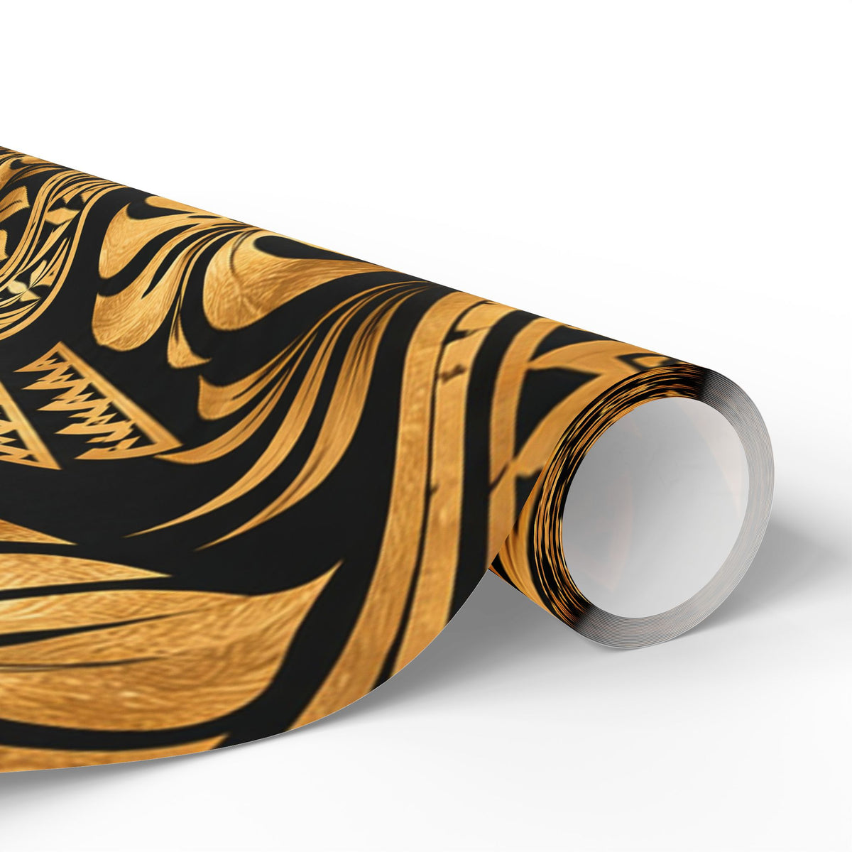 Gold & Black Floral Wrapping Paper Roll — Elegant Gift Wrap for Weddings, Anniversaries & Christmas