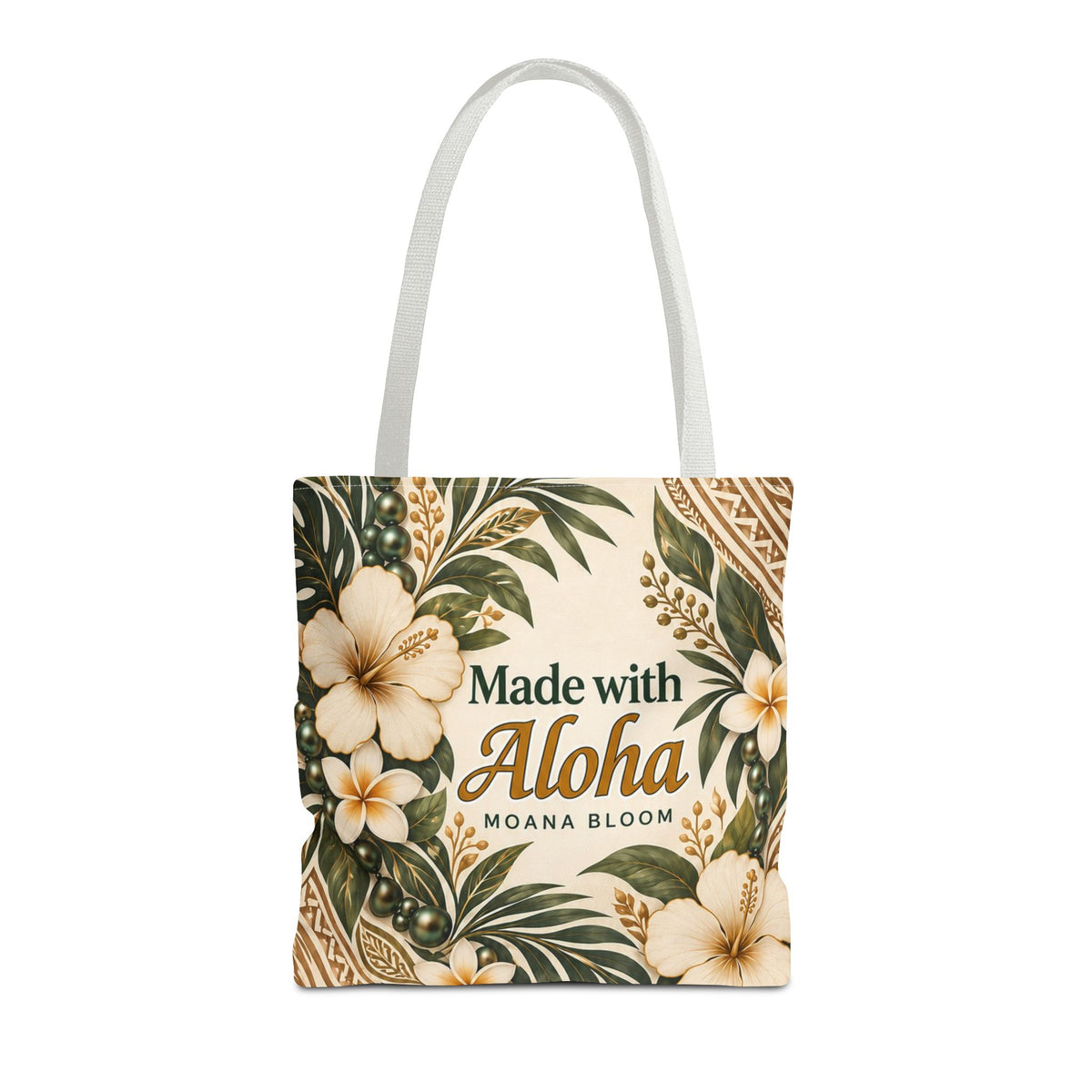 Made with Aloha Floral Tote Bag — Hawaiian Plumeria Beach Market Bag
