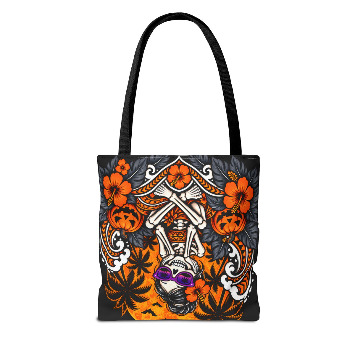 Purple Sunglasses Skeleton Girl Halloween Tote Bag