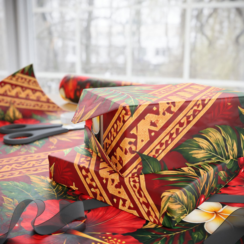 Classic Red Poinsettia Wrapping Paper Roll — Festive Holiday Gift Wrap