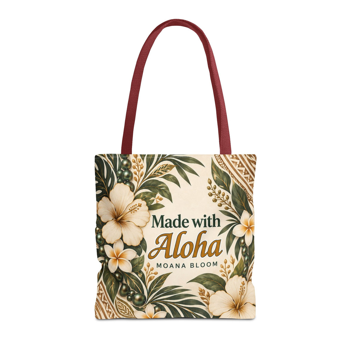 Made with Aloha Floral Tote Bag — Hawaiian Plumeria Beach Market Bag