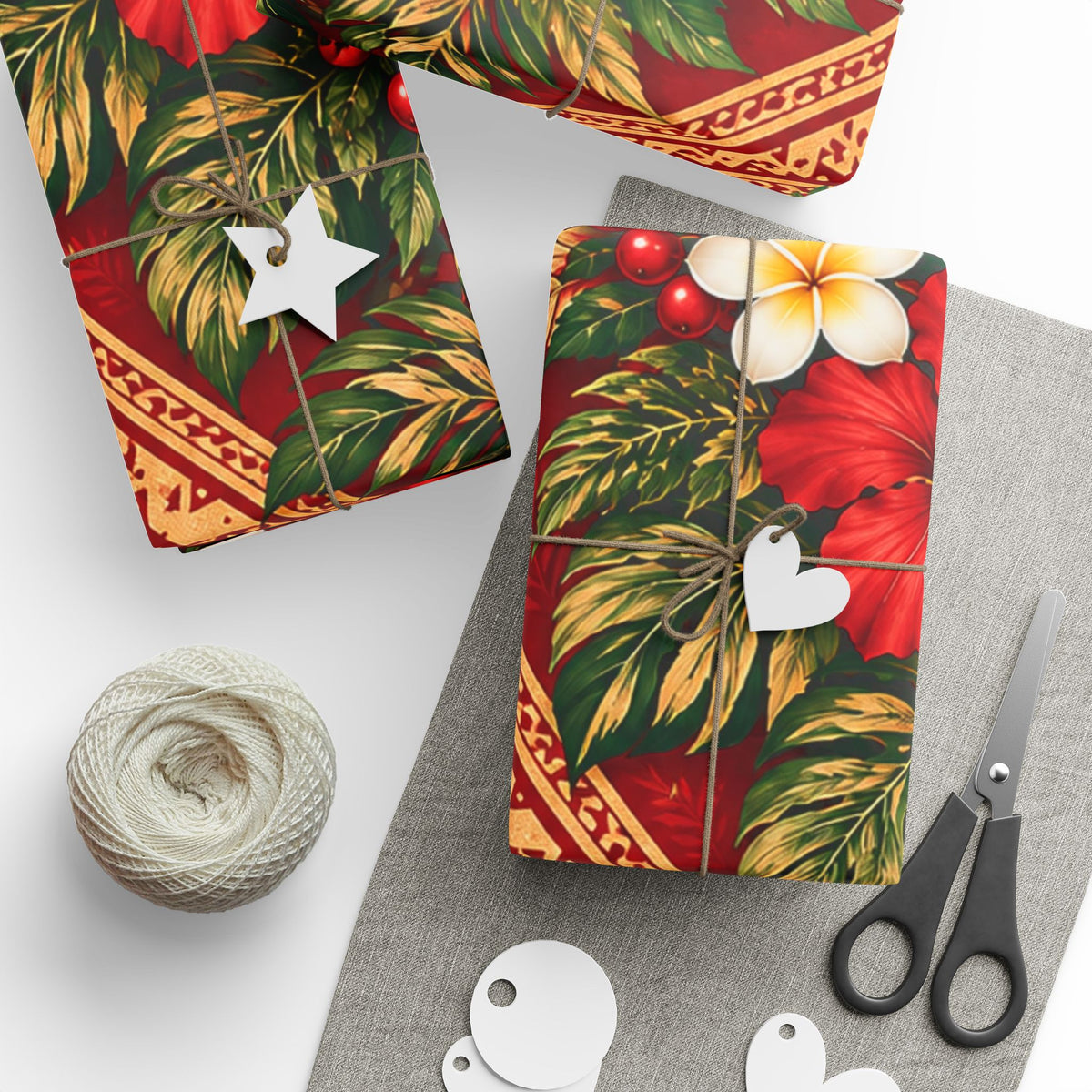 Classic Red Poinsettia Wrapping Paper Roll — Festive Holiday Gift Wrap
