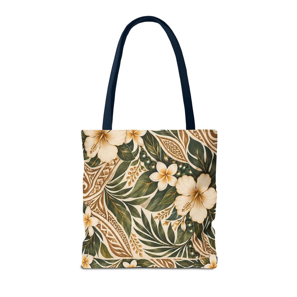 Made with Aloha Floral Tote Bag — Hawaiian Plumeria Beach Market Bag