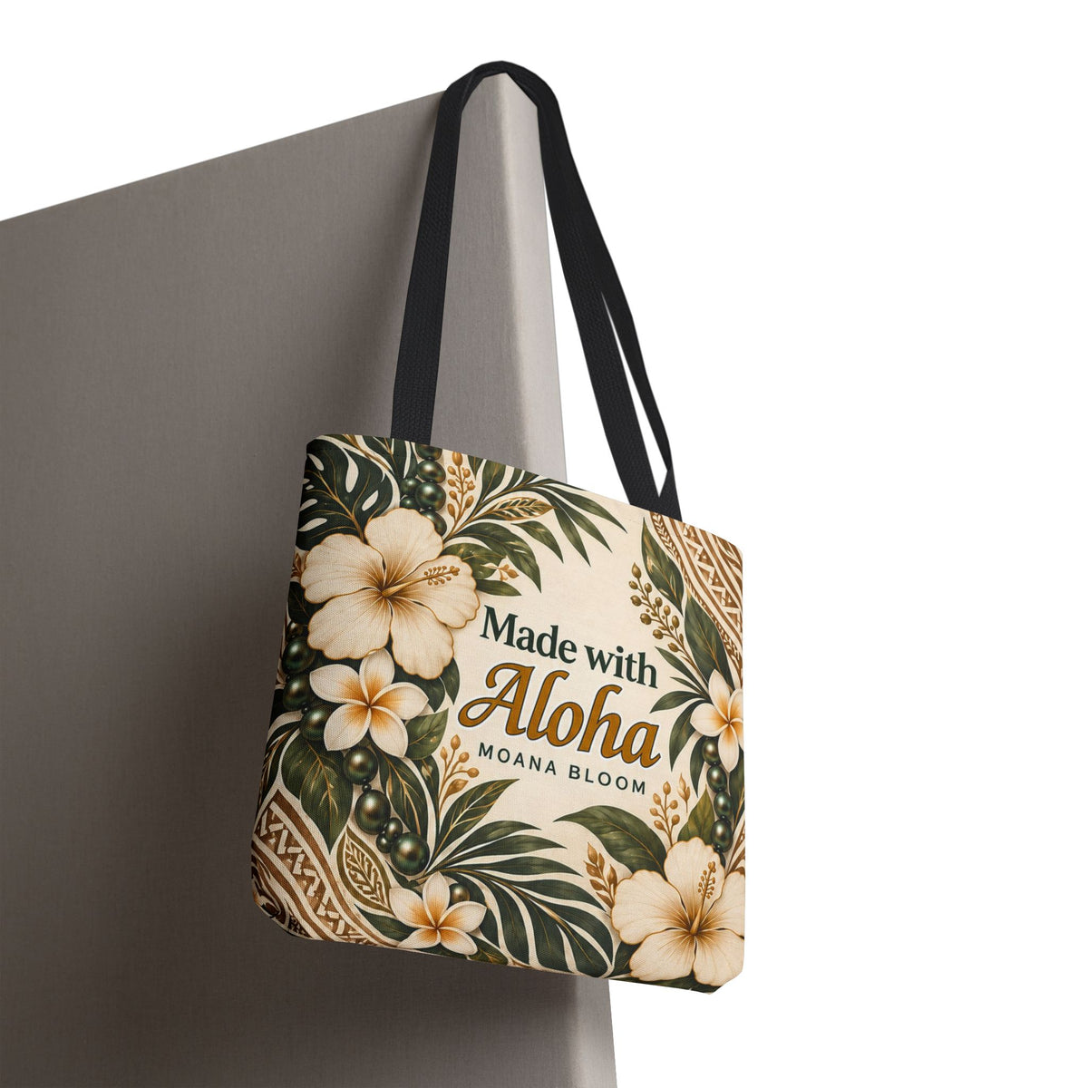 Made with Aloha Floral Tote Bag — Hawaiian Plumeria Beach Market Bag