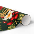 Holiday Floral Wrapping Paper Roll — Tropical Poinsettia & Plumeria Gift Wrap