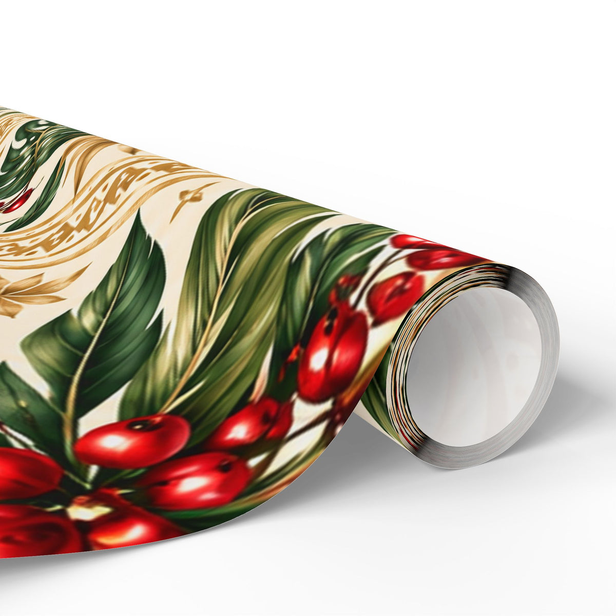 Holiday Berry & Palm Wrapping Paper Roll — Vintage Botanical Gift Wrap