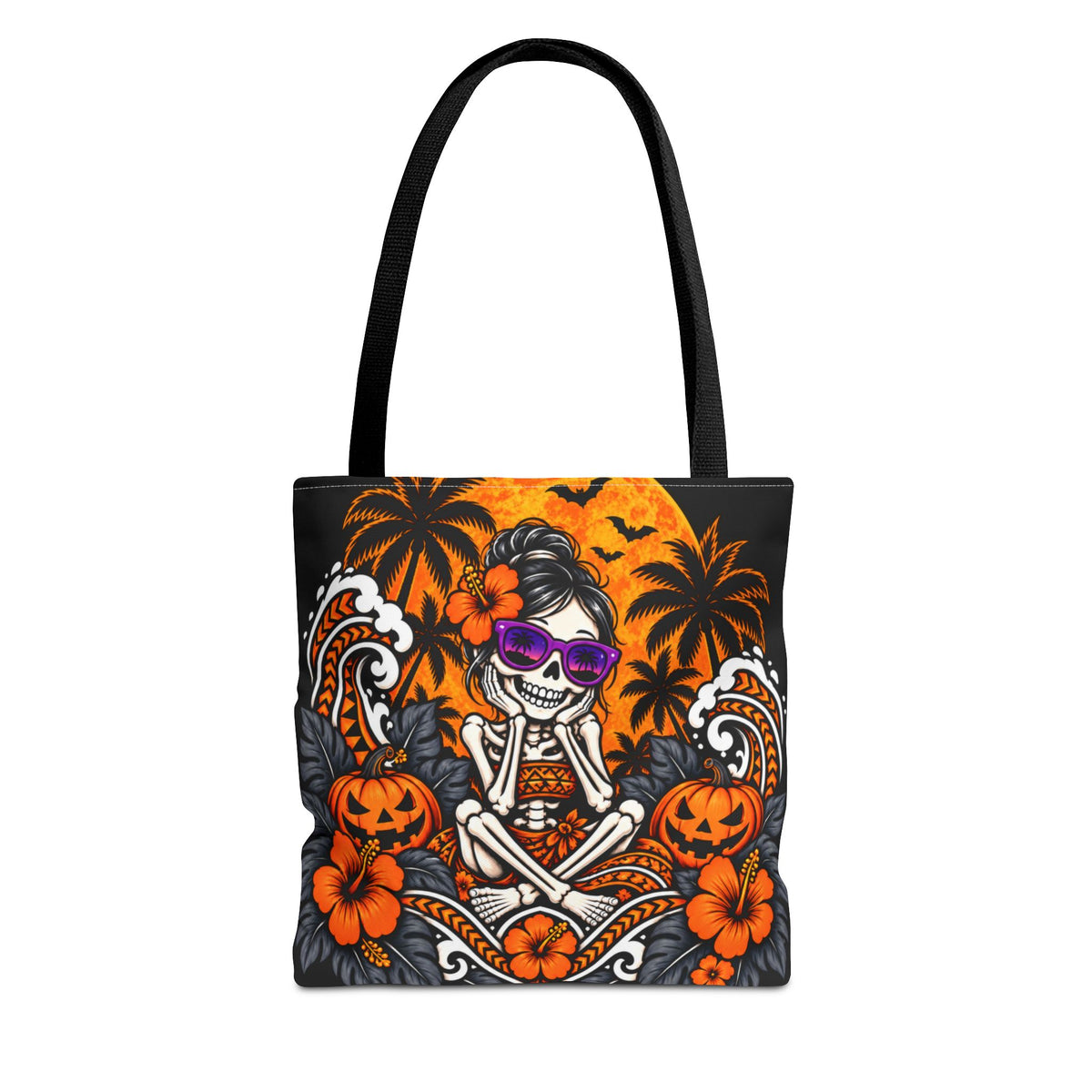 Purple Sunglasses Skeleton Girl Halloween Tote Bag