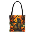 Black Cat Trick-or-Treat Tropical Halloween Tote Bag