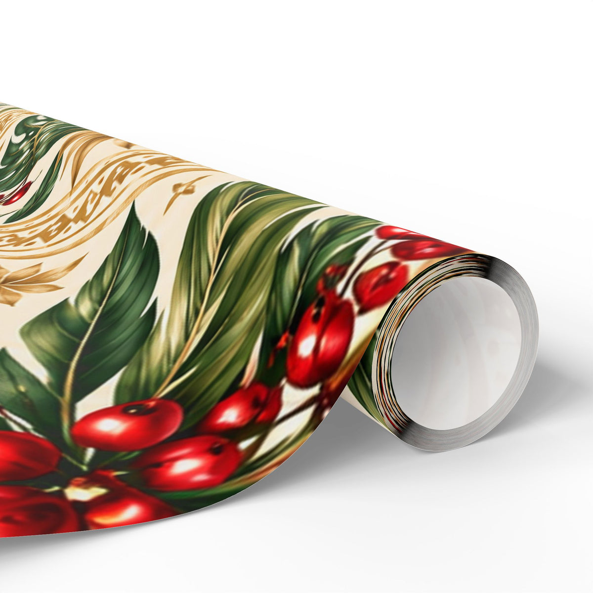 Holiday Berry & Palm Wrapping Paper Roll — Vintage Botanical Gift Wrap