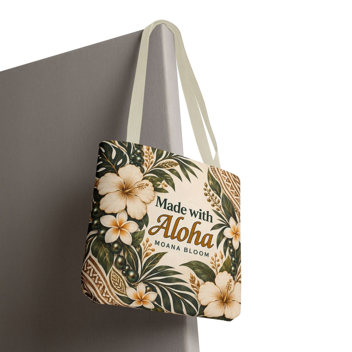 Made with Aloha Floral Tote Bag — Hawaiian Plumeria Beach Market Bag