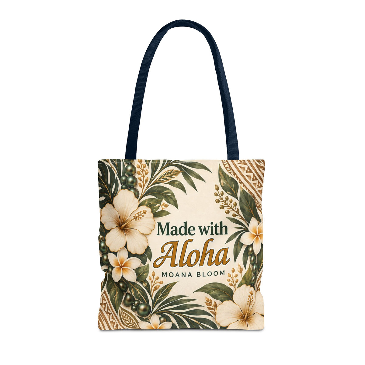 Made with Aloha Floral Tote Bag — Hawaiian Plumeria Beach Market Bag