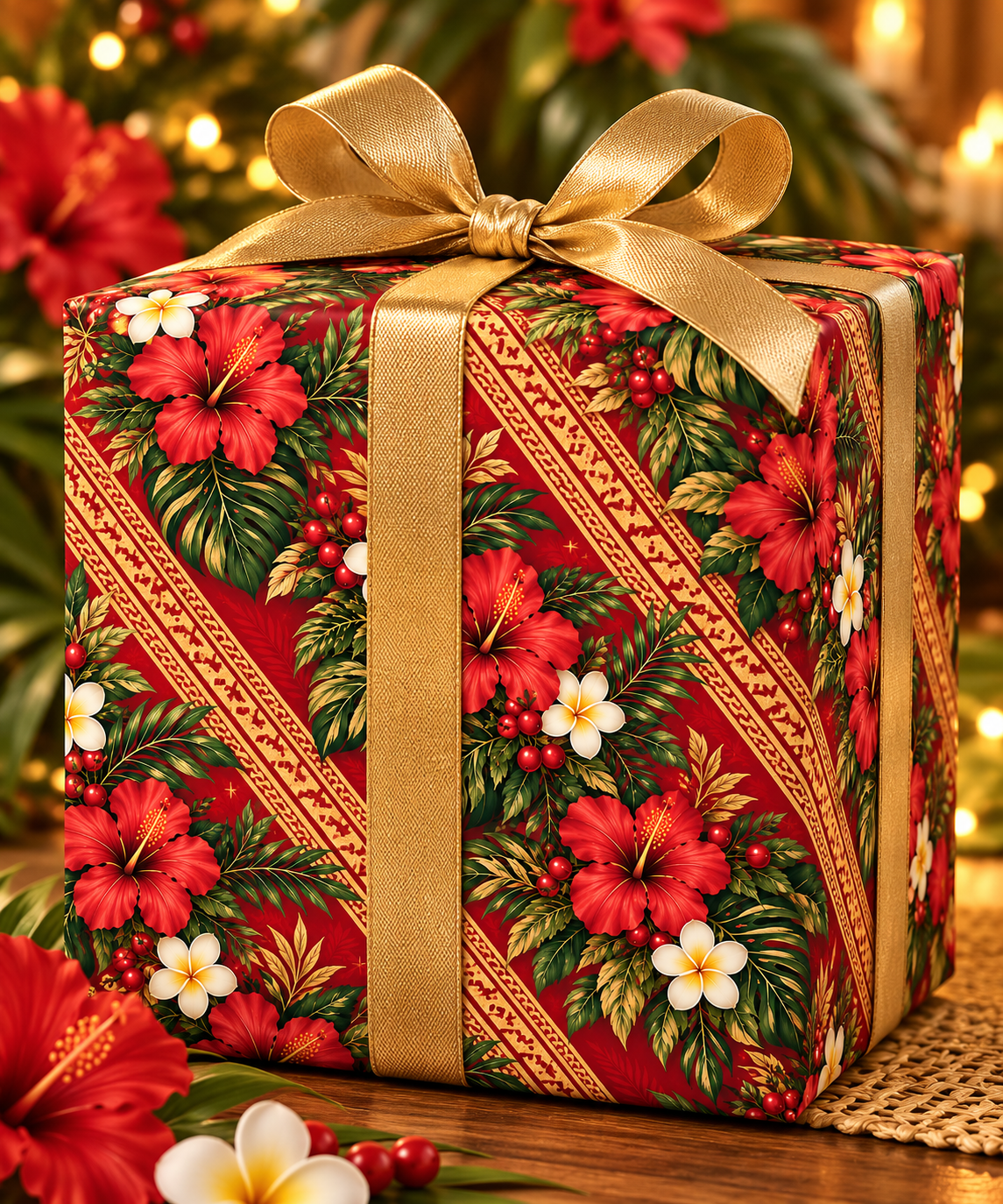 Classic Red Poinsettia Wrapping Paper Roll — Festive Holiday Gift Wrap