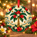 Tropical Palm Metal Ornament – Hawaiian Hibiscus Christmas Decoration