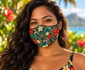 Floral Swirl Face Mask — Tropical Hibiscus & Plumeria Pattern