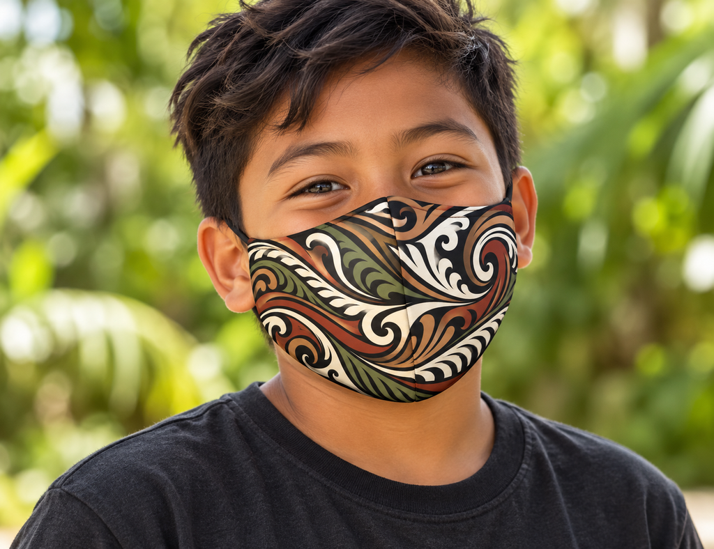 Face Mask — Earthy Swirl Pattern Reusable Cotton Mask