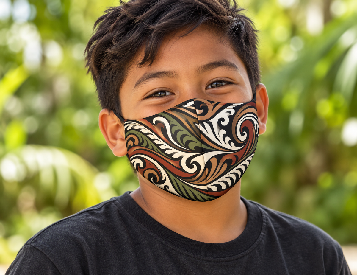 Face Mask — Earthy Swirl Pattern Reusable Cotton Mask