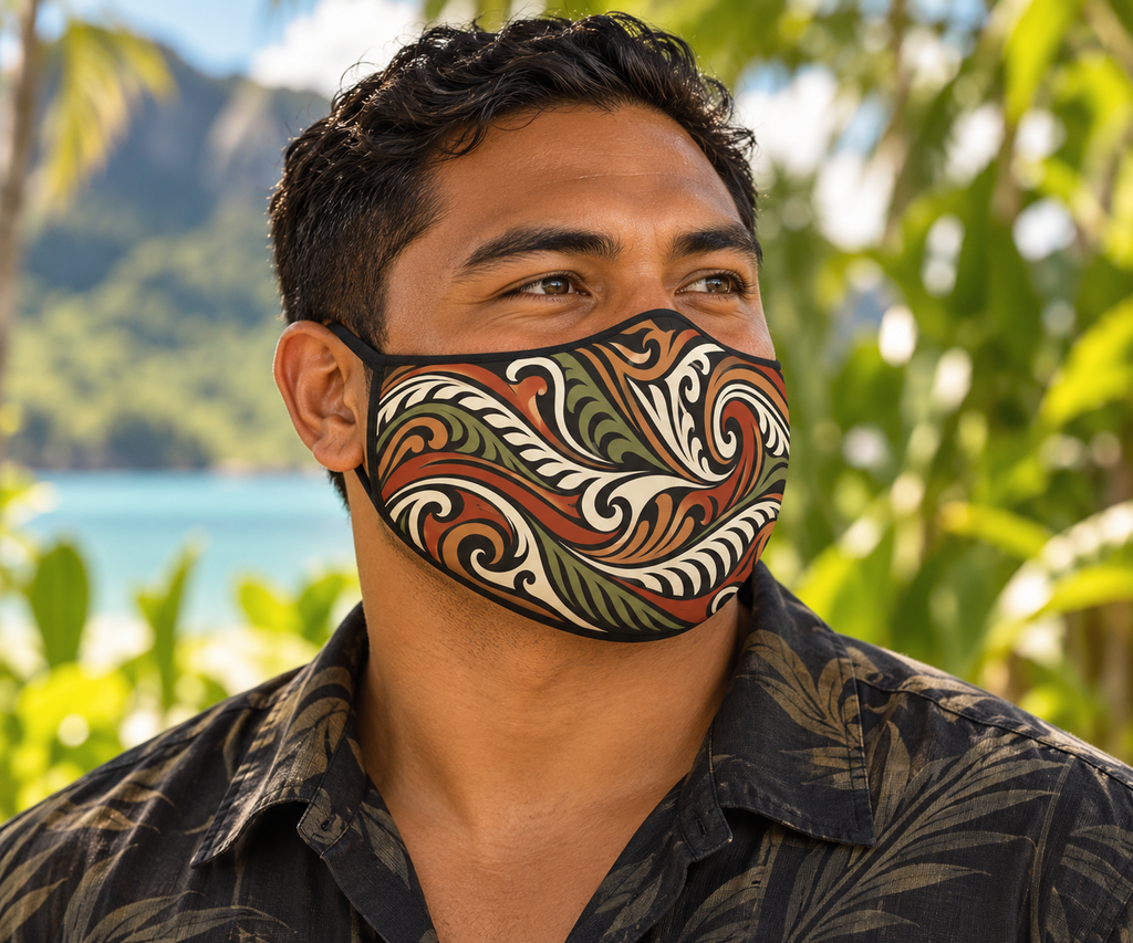 Face Mask — Earthy Swirl Pattern Reusable Cotton Mask