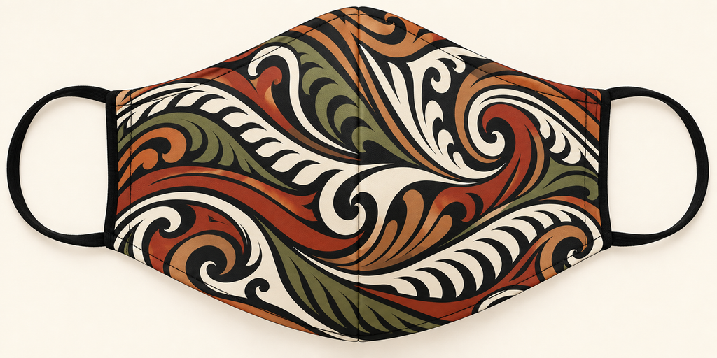 Face Mask — Earthy Swirl Pattern Reusable Cotton Mask
