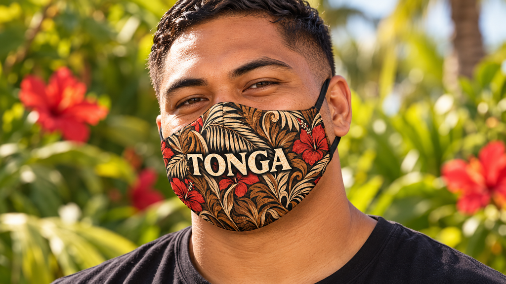 Tonga Floral Face Mask — Polynesian Leaf Pattern Protective Mask