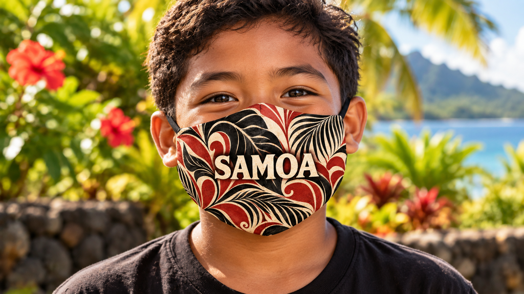 Samoa Tribal Print Face Mask — Polynesian Floral Reusable Cloth Mask