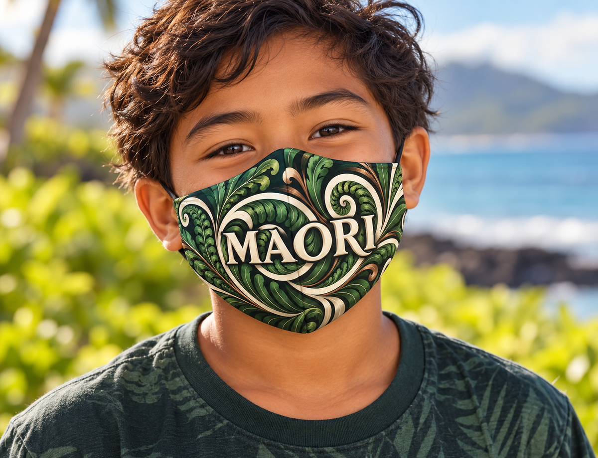 Maori Swirl Face Mask — Tribal Koru Design