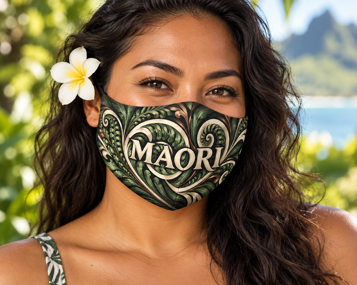 Maori Swirl Face Mask — Tribal Koru Design