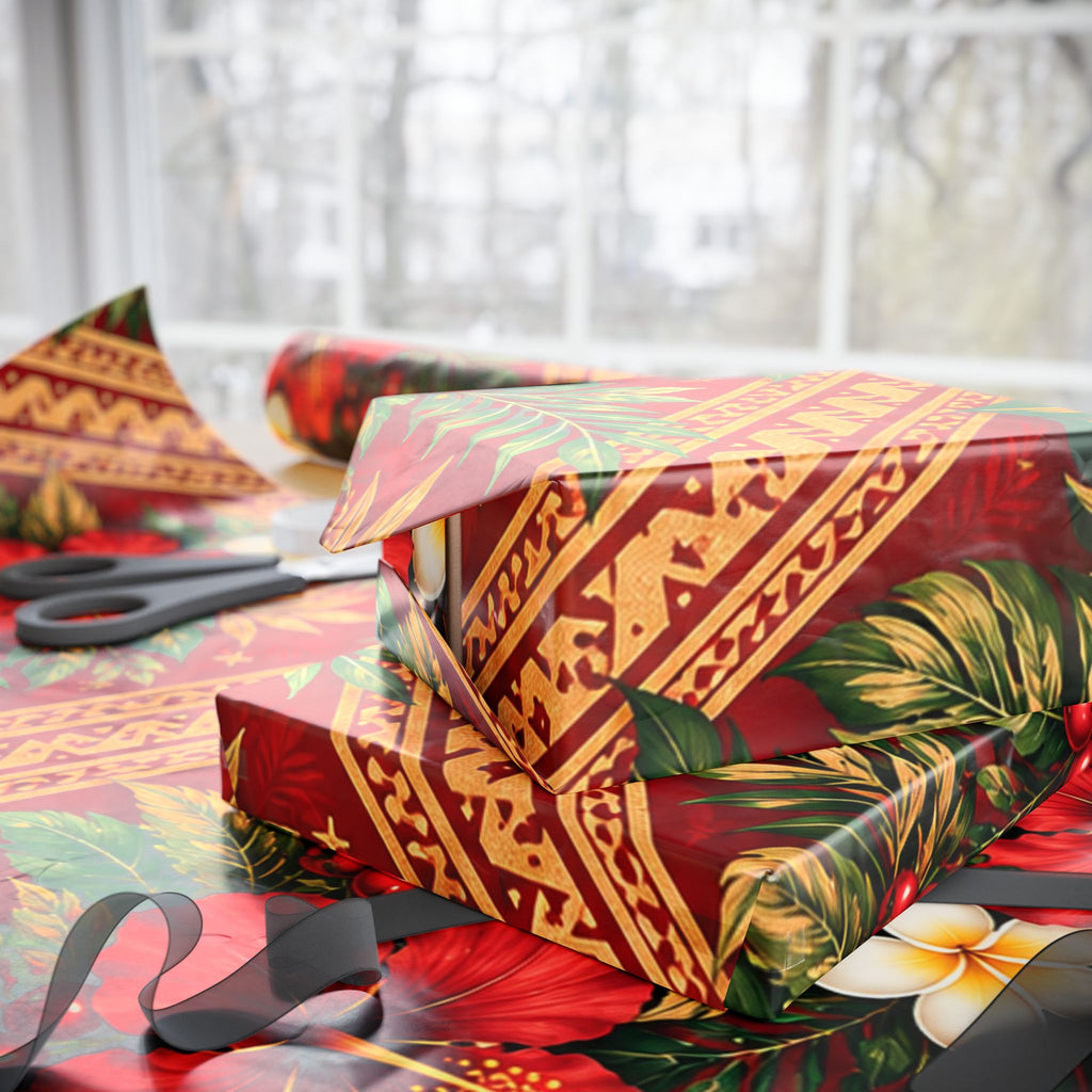 Classic Red Poinsettia Wrapping Paper Roll — Festive Holiday Gift Wrap