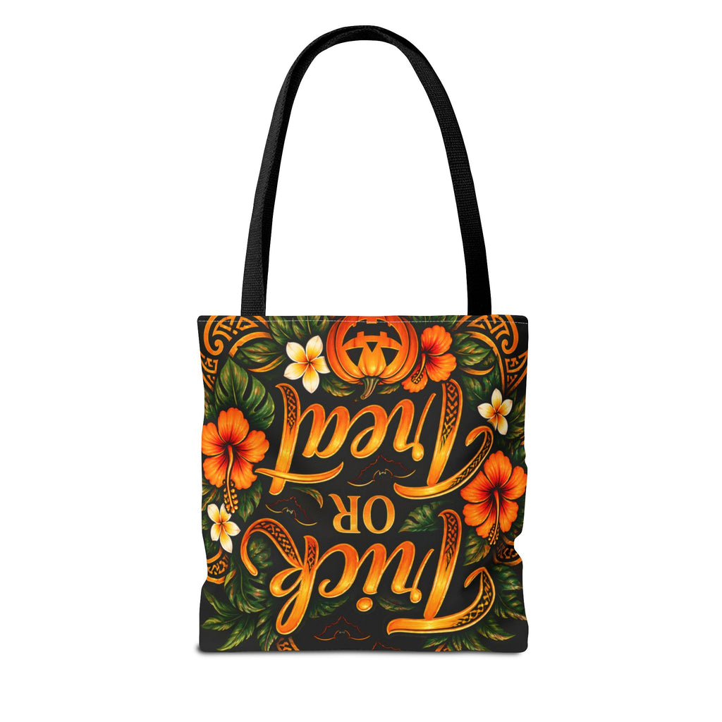 Black Cat Trick-or-Treat Tropical Halloween Tote Bag