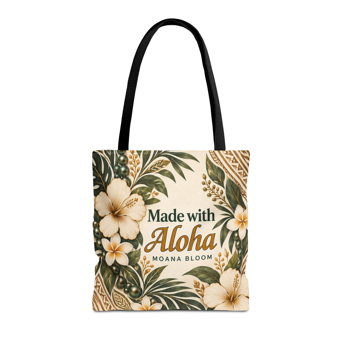 Made with Aloha Floral Tote Bag — Hawaiian Plumeria Beach Market Bag