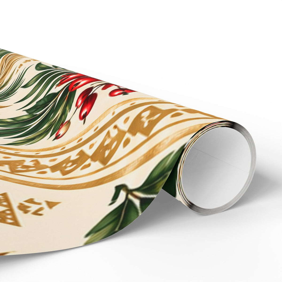 Holiday Berry & Palm Wrapping Paper Roll — Vintage Botanical Gift Wrap