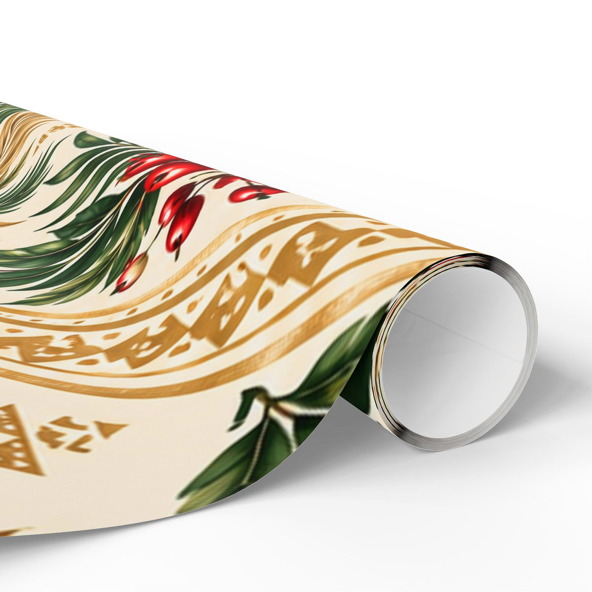 Holiday Berry & Palm Wrapping Paper Roll — Vintage Botanical Gift Wrap