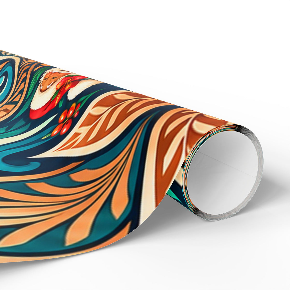Tropical Polynesian Pattern Wrapping Paper Roll — Floral Tiki Wave Gift Wrap