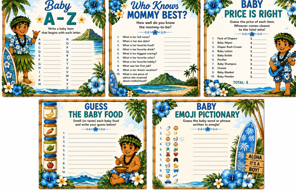 Boy Baby Shower Invitation | Printable Blue Baby Shower Invite | Digital Download