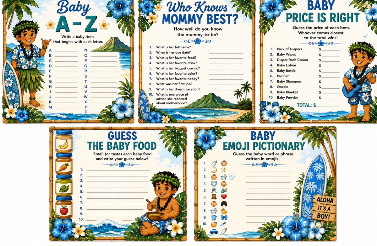 Boy Baby Shower Invitation | Printable Blue Baby Shower Invite | Digital Download