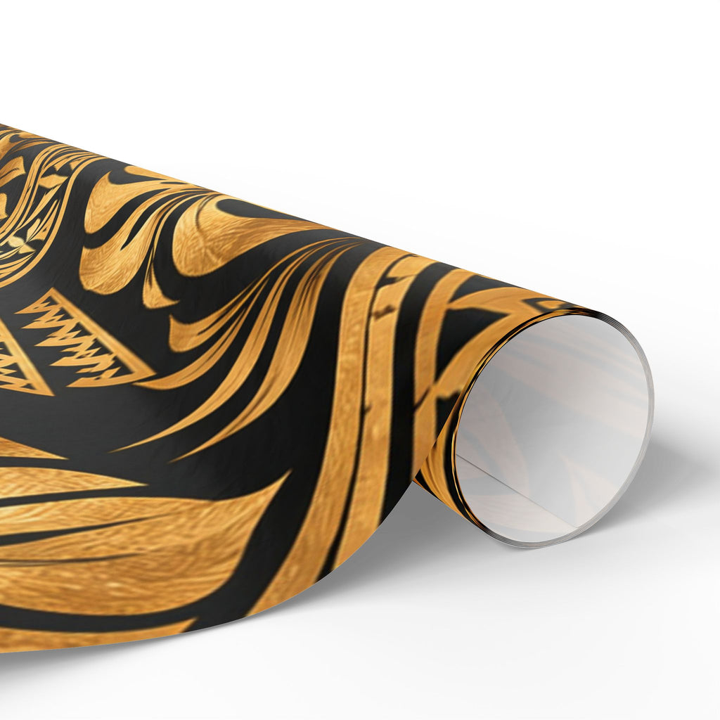 Gold & Black Floral Wrapping Paper Roll — Elegant Gift Wrap for Weddings, Anniversaries & Christmas