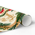 Holiday Wreath Wrapping Paper Roll — Classic Green & Gold Christmas Gift Wrap