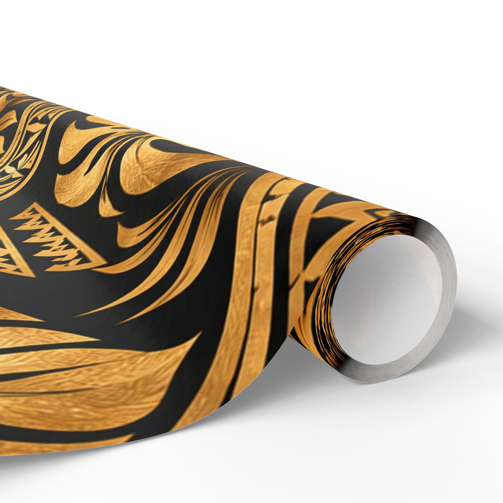 Gold & Black Floral Wrapping Paper Roll — Elegant Gift Wrap for Weddings, Anniversaries & Christmas