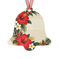 Hawaiian Hibiscus Bell Metal Ornament — Tropical Floral Christmas Decoration