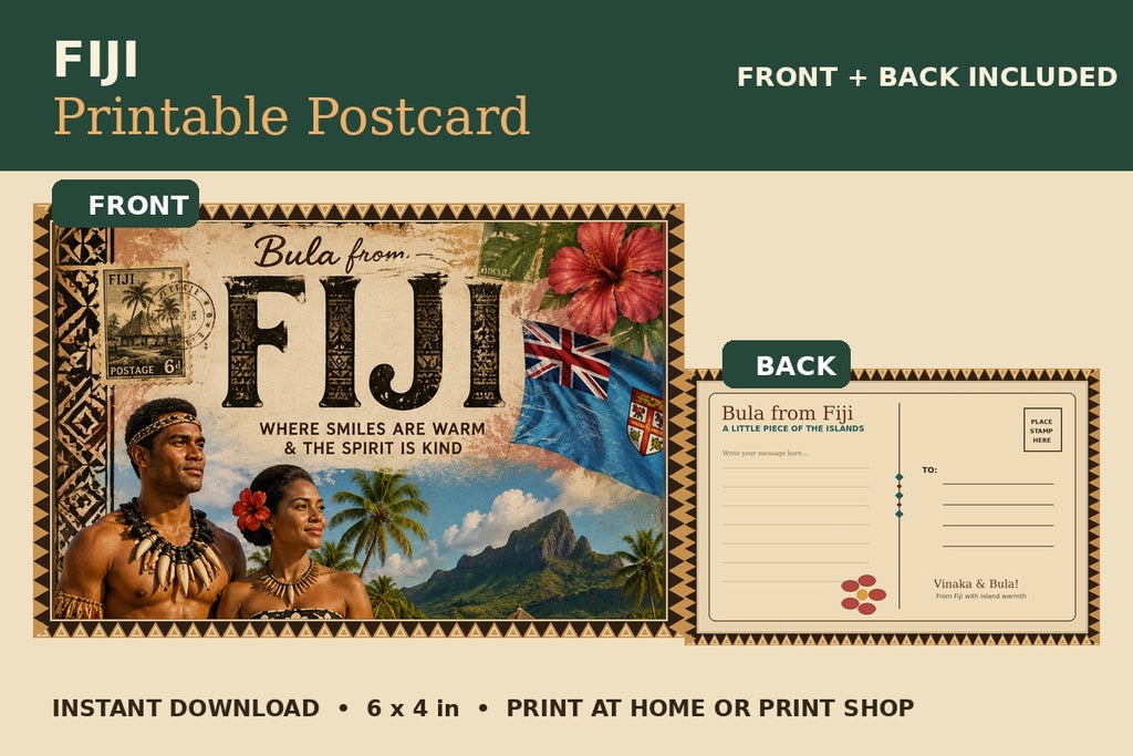 Fiji Printable Postcard | Pacific Island Digital Download