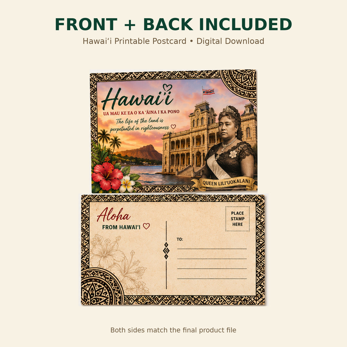 Hawai‘i Printable Postcard | Polynesian Island Digital Download