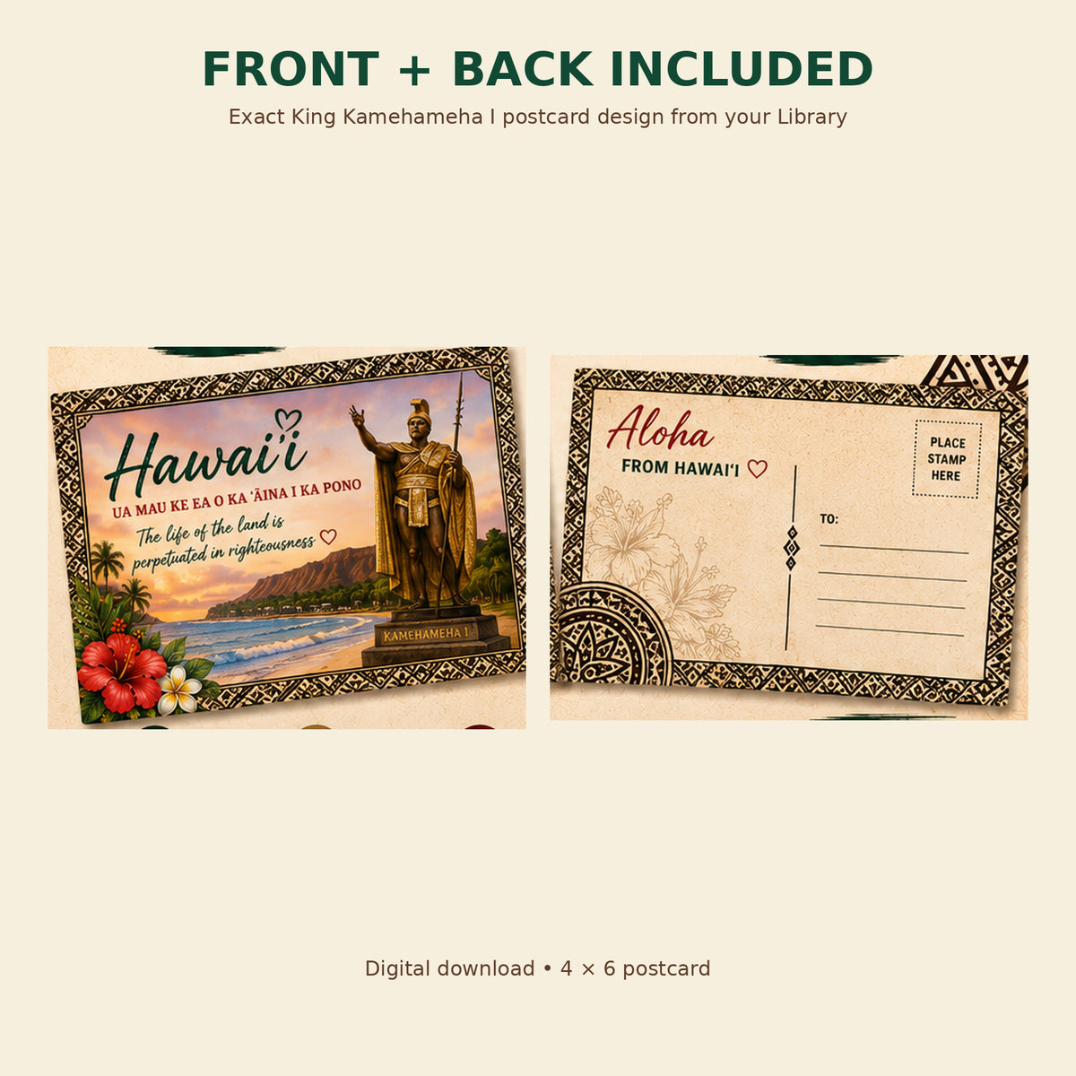 Hawai‘i Printable Postcard | Polynesian Island Digital Download