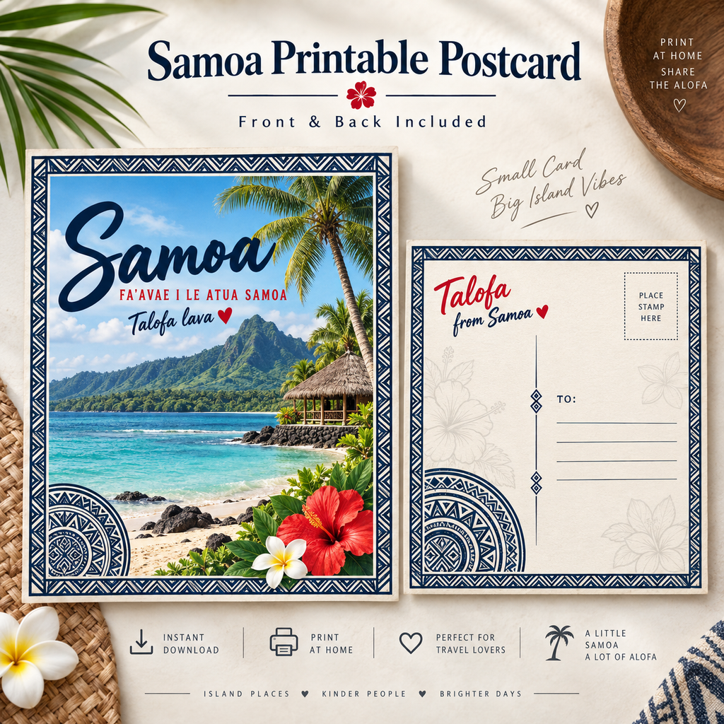 Samoa Printable Postcard | Polynesian Island Digital Download