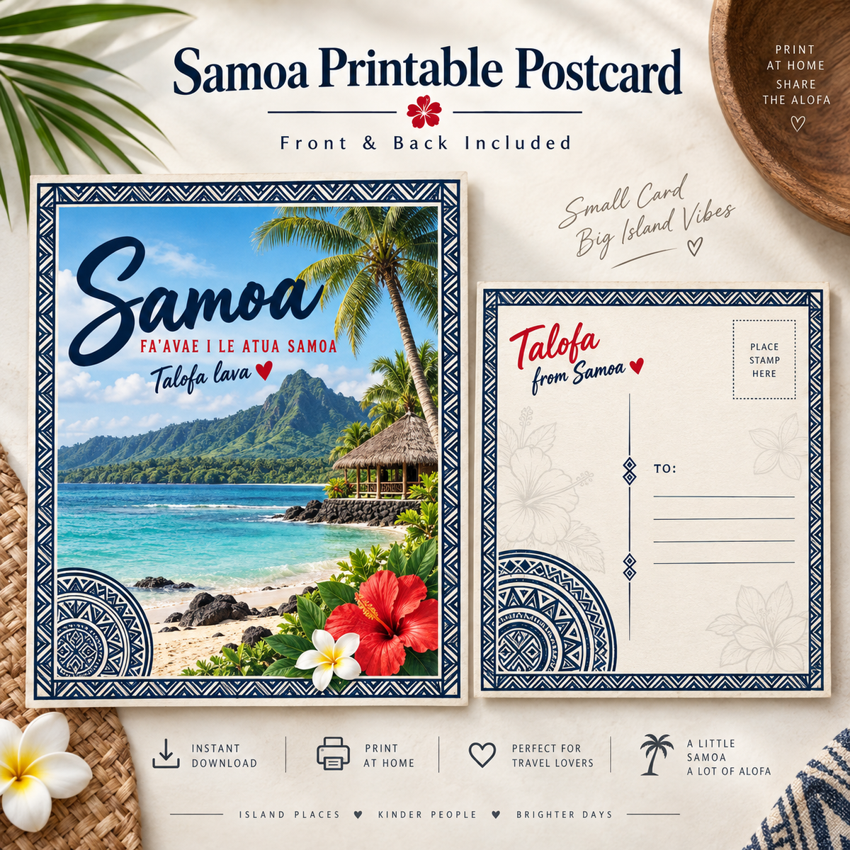 Samoa Printable Postcard | Polynesian Island Digital Download