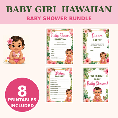 Baby Girl Shower Invitation | Printable Pink Hawaiian Baby Shower Invite | Digital Download