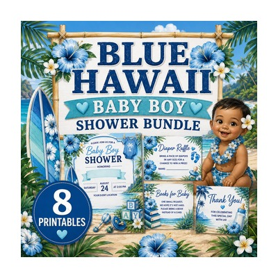 Boy Baby Shower Invitation | Printable Blue Baby Shower Invite | Digital Download