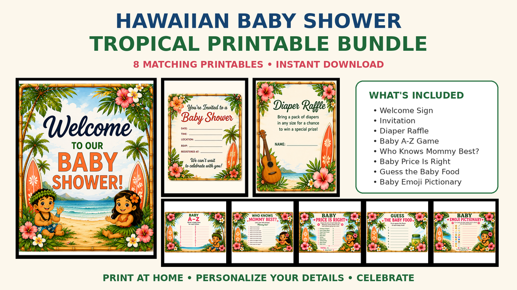 Tropical Baby Shower Invitation | Printable Island Theme | Digital Download